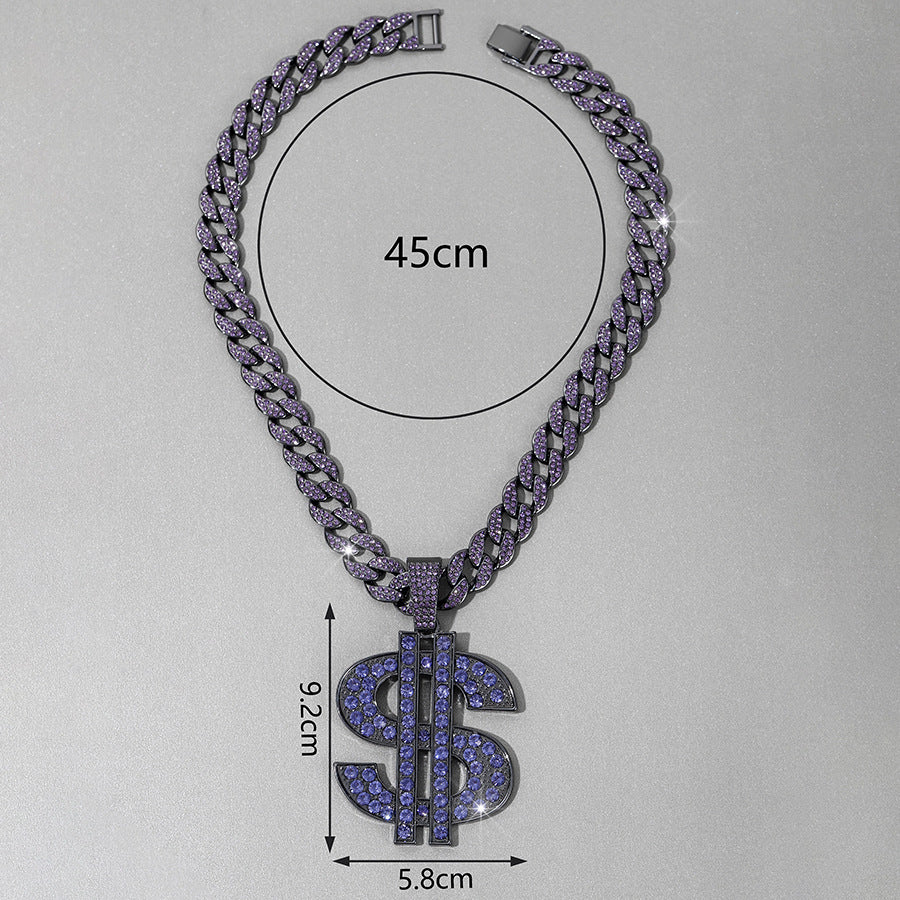 Purple Dollar Sign + Cuban Chain