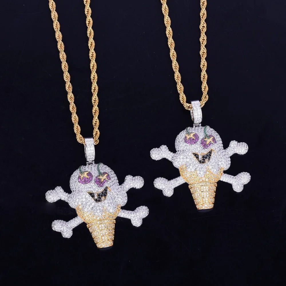 Micro BBC Ice Cream-Inspired Pendant Necklace Rapper Chain