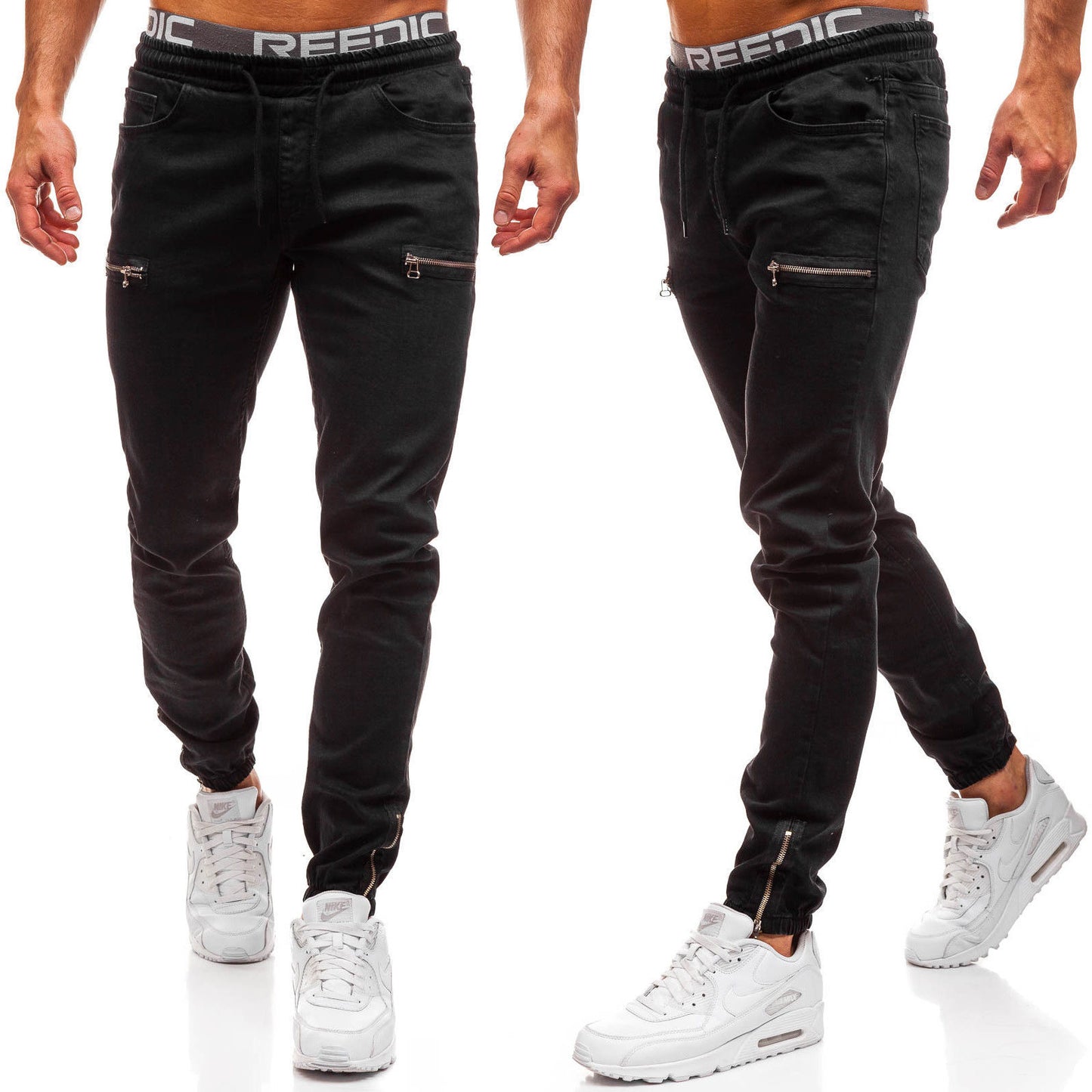 Frosted Zipper Design Casual Jeans