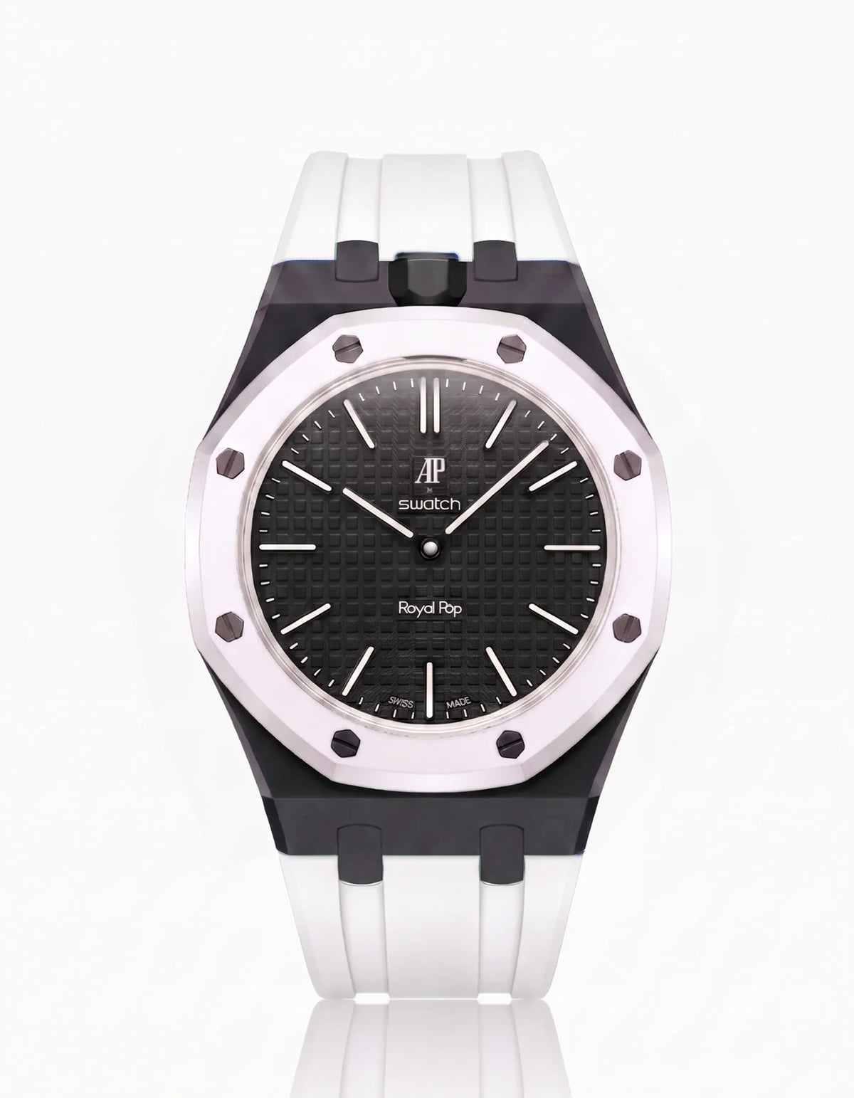 combo::black::rubber-strap-for-ap-x-swatch-royal-pop-white