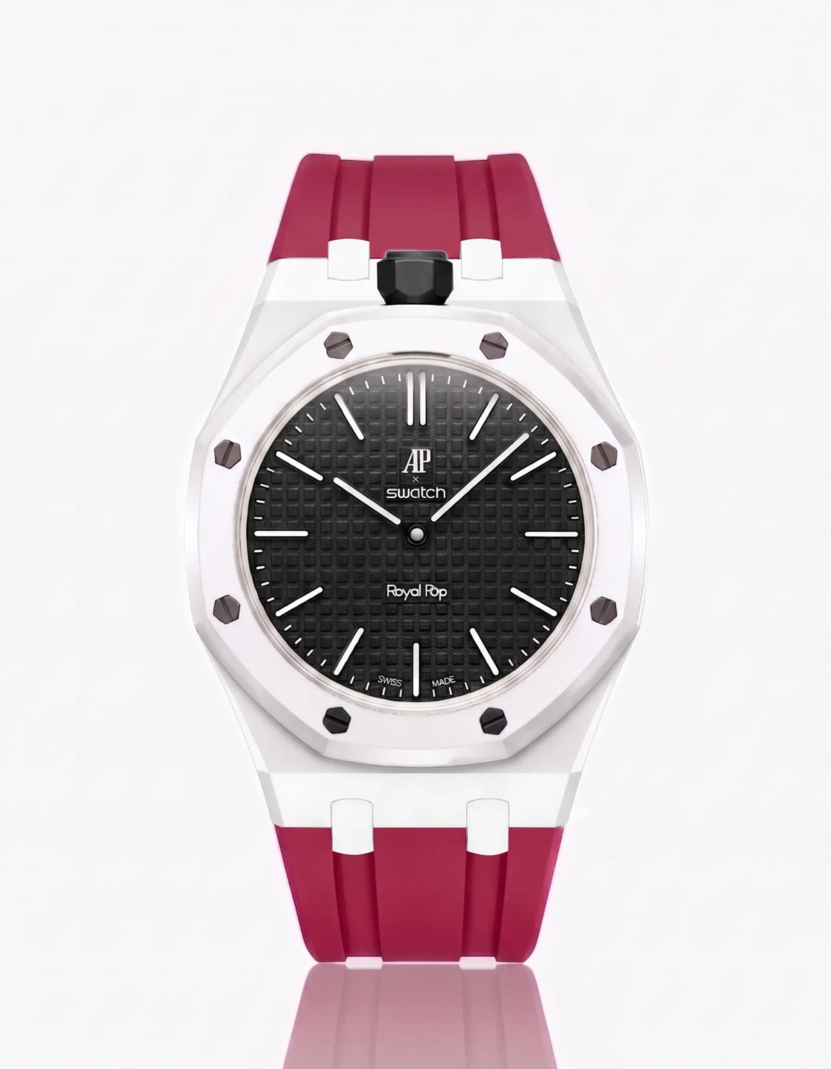 combo::white::rubber-strap-for-ap-x-swatch-royal-pop-dark-pink