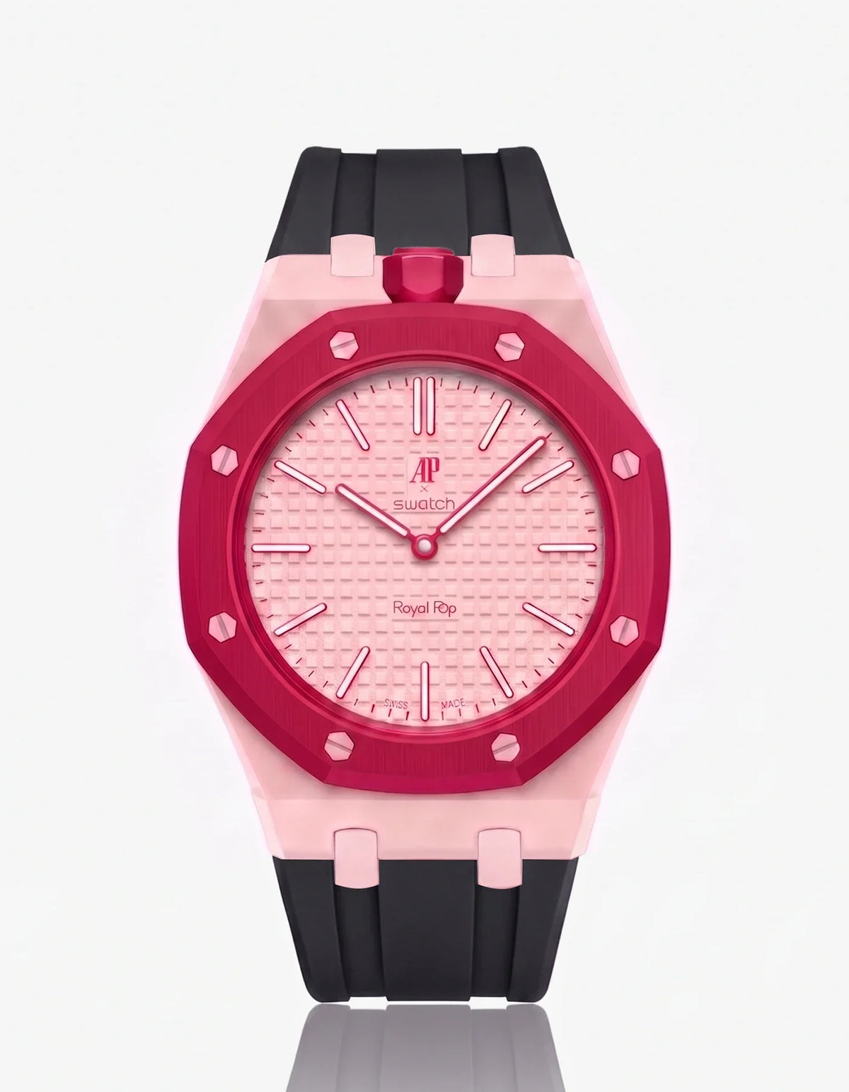 combo::pink::rubber-strap-for-ap-x-swatch-royal-pop-black