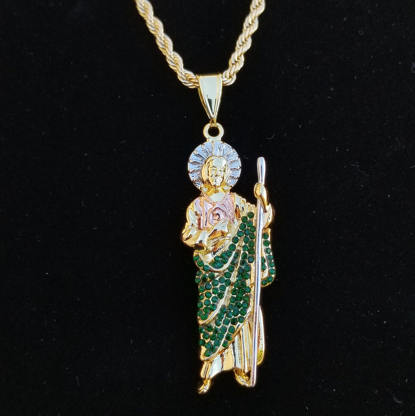 Diamond Iced San Judas Pendant Chain