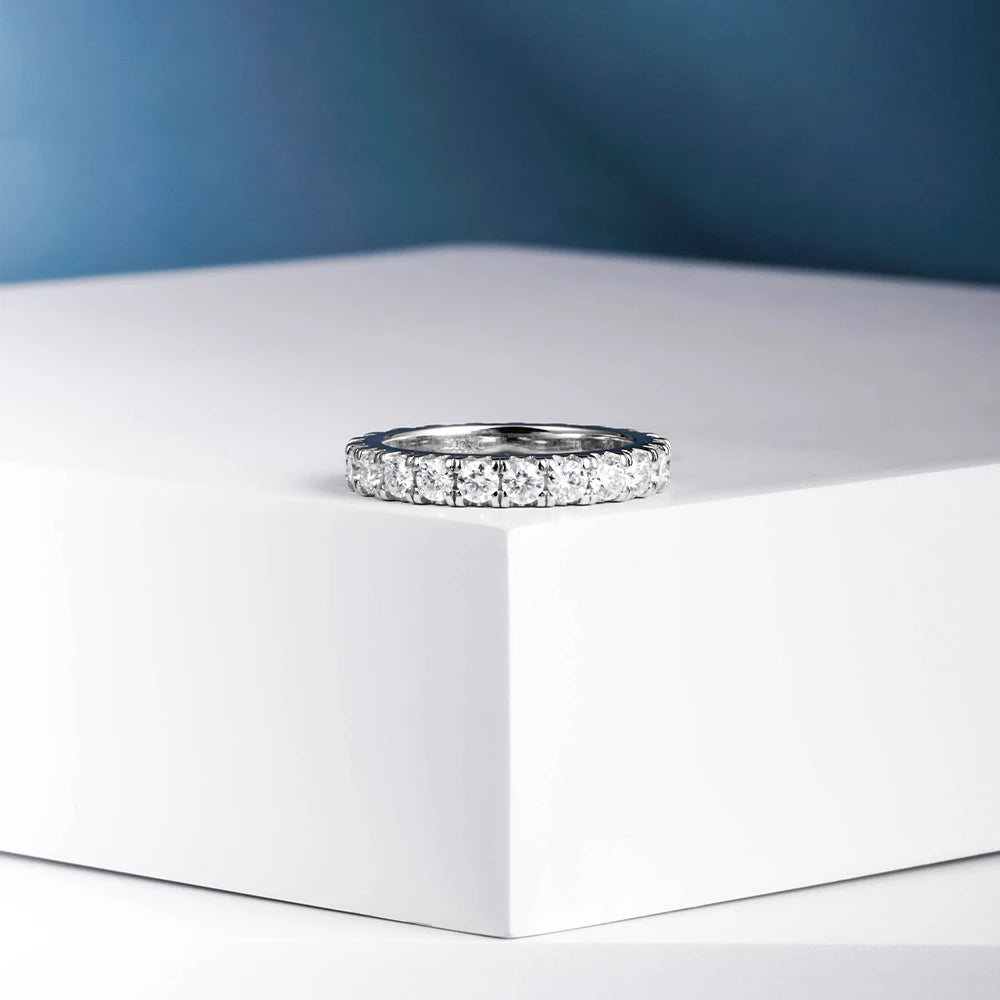 925 Sterling Silver Moissanite Eternity Ring