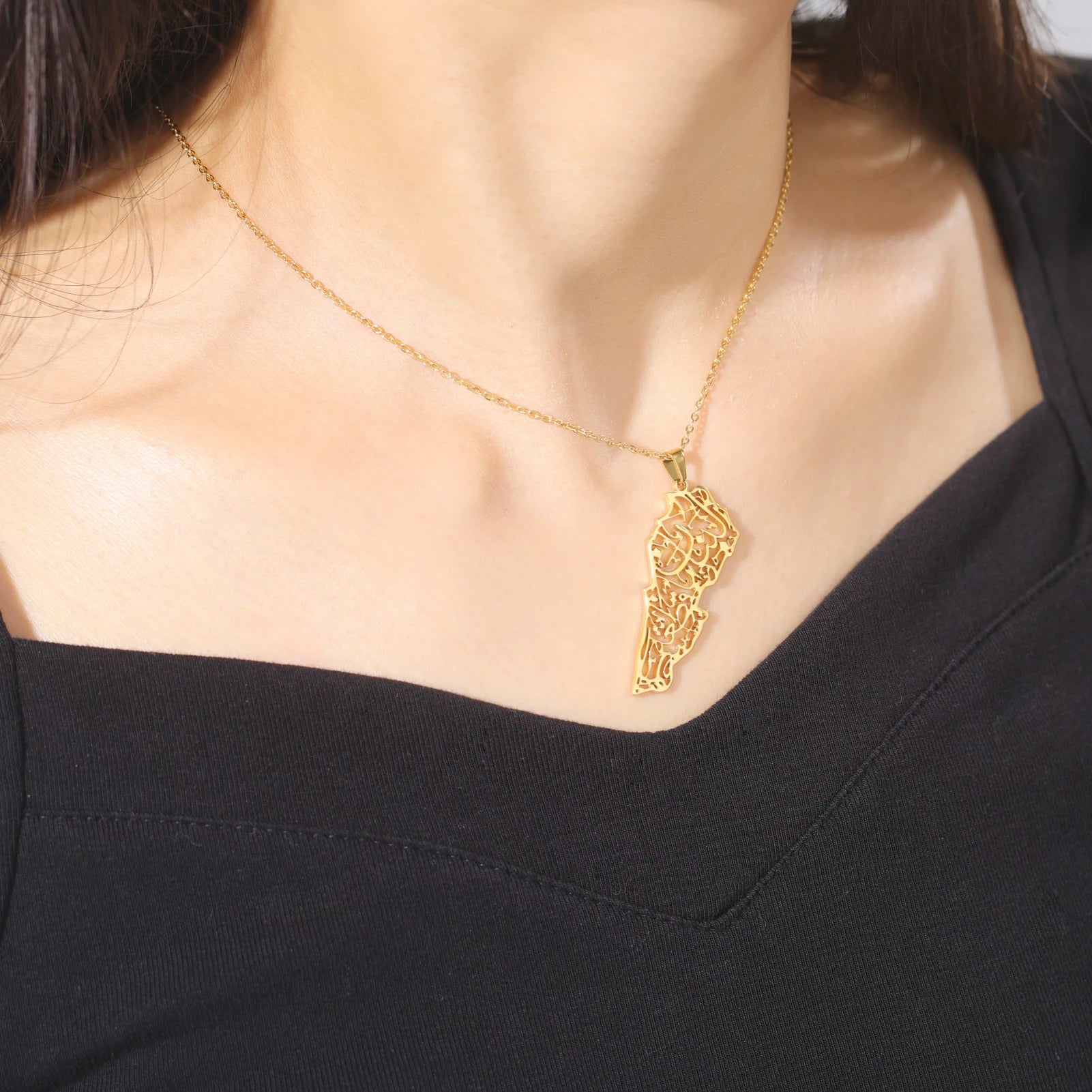 VVS Lebanon Map Islam Country Geography Necklace