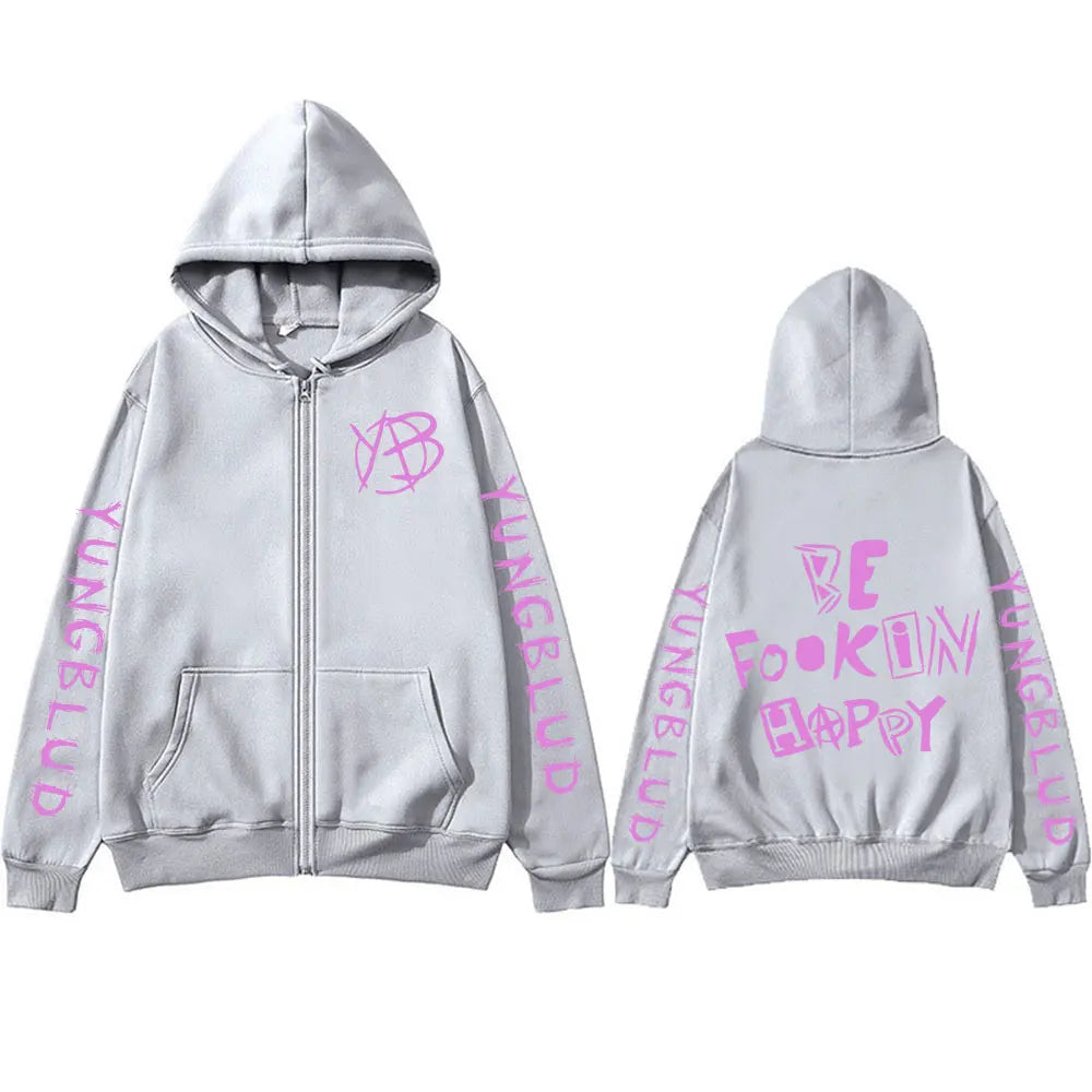 Yungblud Be Fookin Happy Zip up Hoodie
