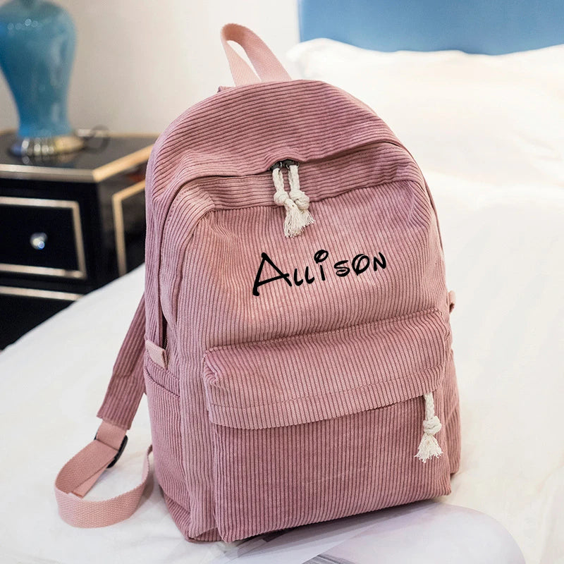 Corduroy Custom Name Backpack