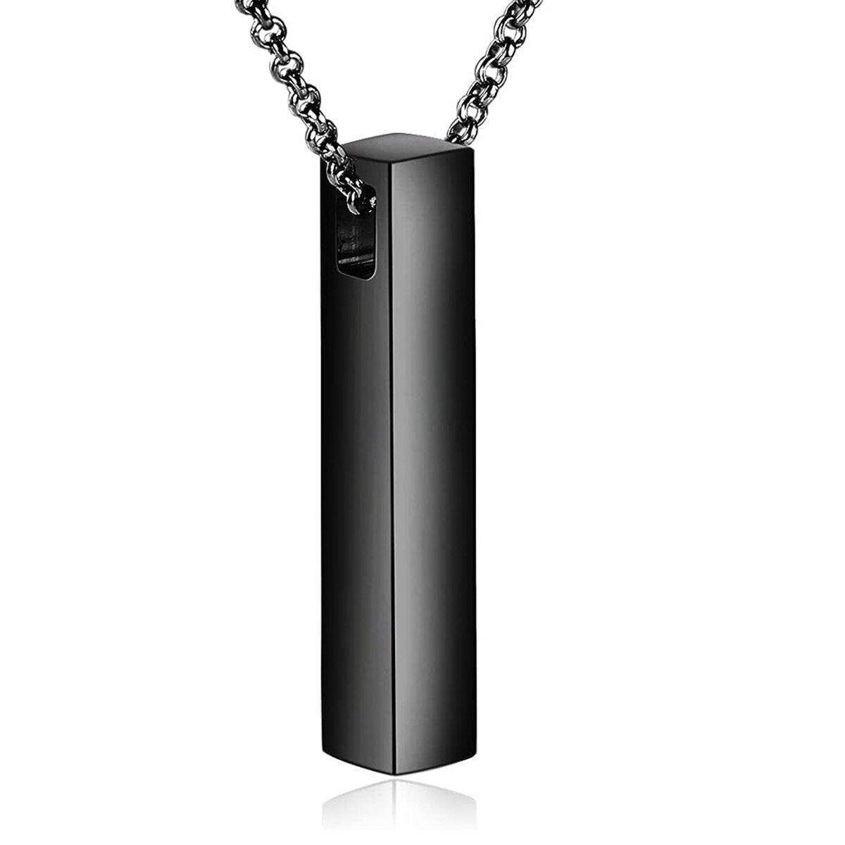 Stainless Steel Vertical Cubic Bar Container Urn Memorial Pendant Necklace Memorial Ash Keepsake Cremation Jewelry 3 Colors