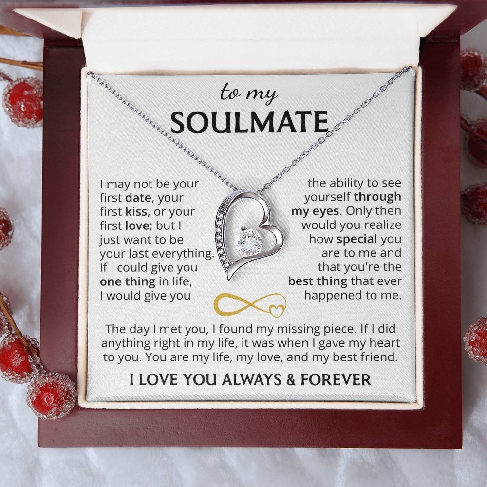 To My Soulmate (I Love You Always & Forever) Message Card Necklace