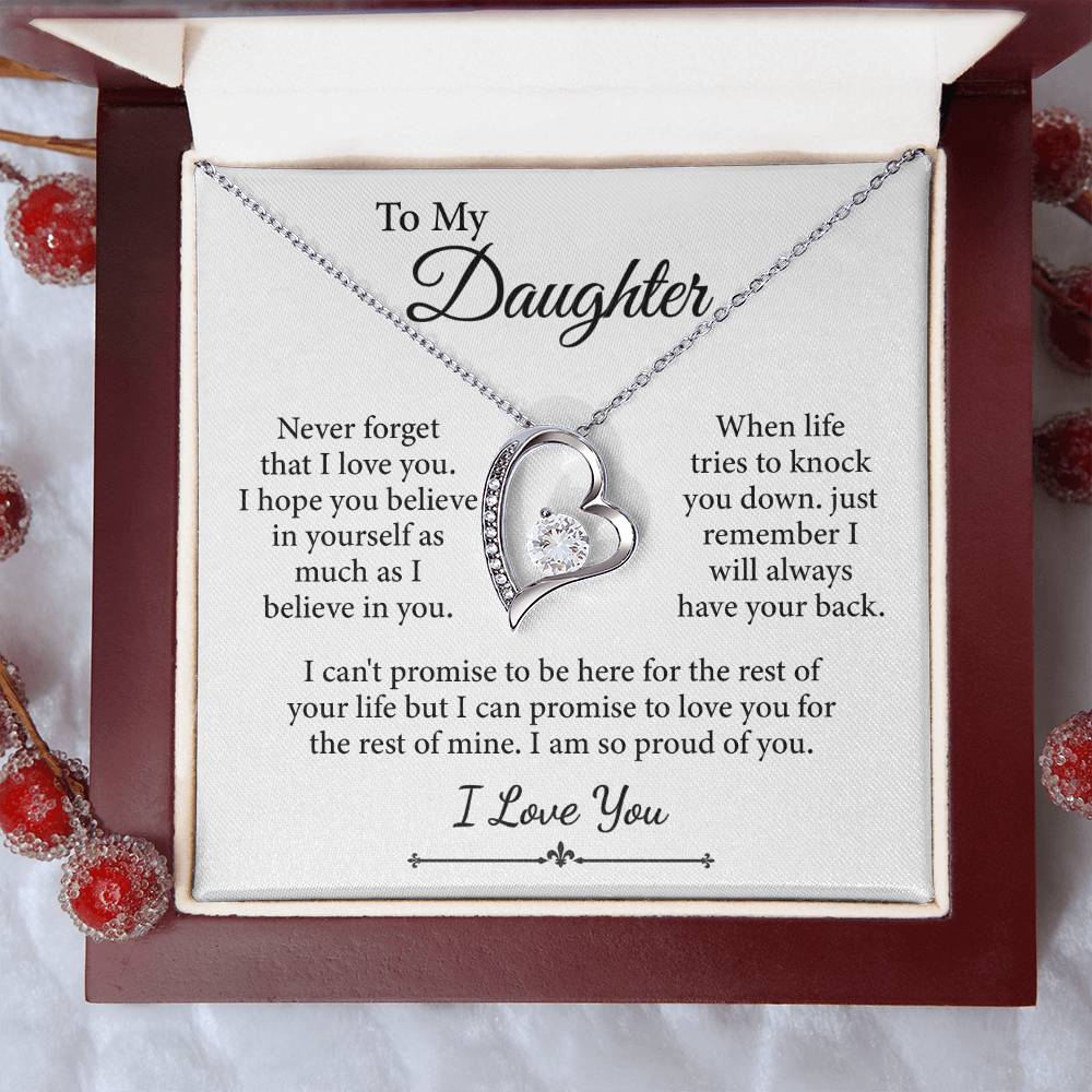 To My Daughter, I Love You Message Card Necklace (I am so proud of you)