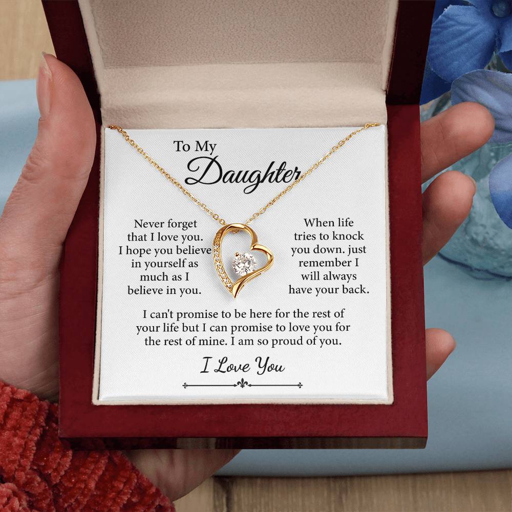 To My Daughter, I Love You Message Card Necklace (I am so proud of you)