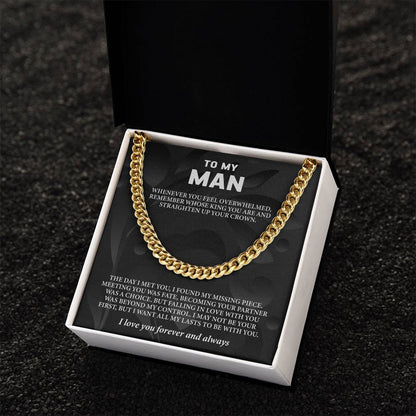 To My Man Message Card Cuban Chain