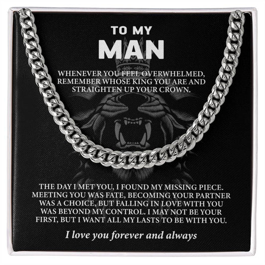 To My Man (I Love You Forever and Always) Message Card Necklace