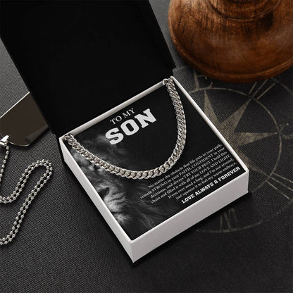 To My Son Message Card Cuban Chain