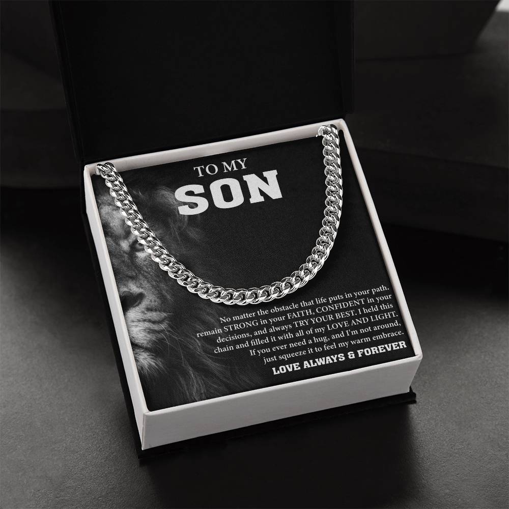 To My Son Message Card Cuban Chain