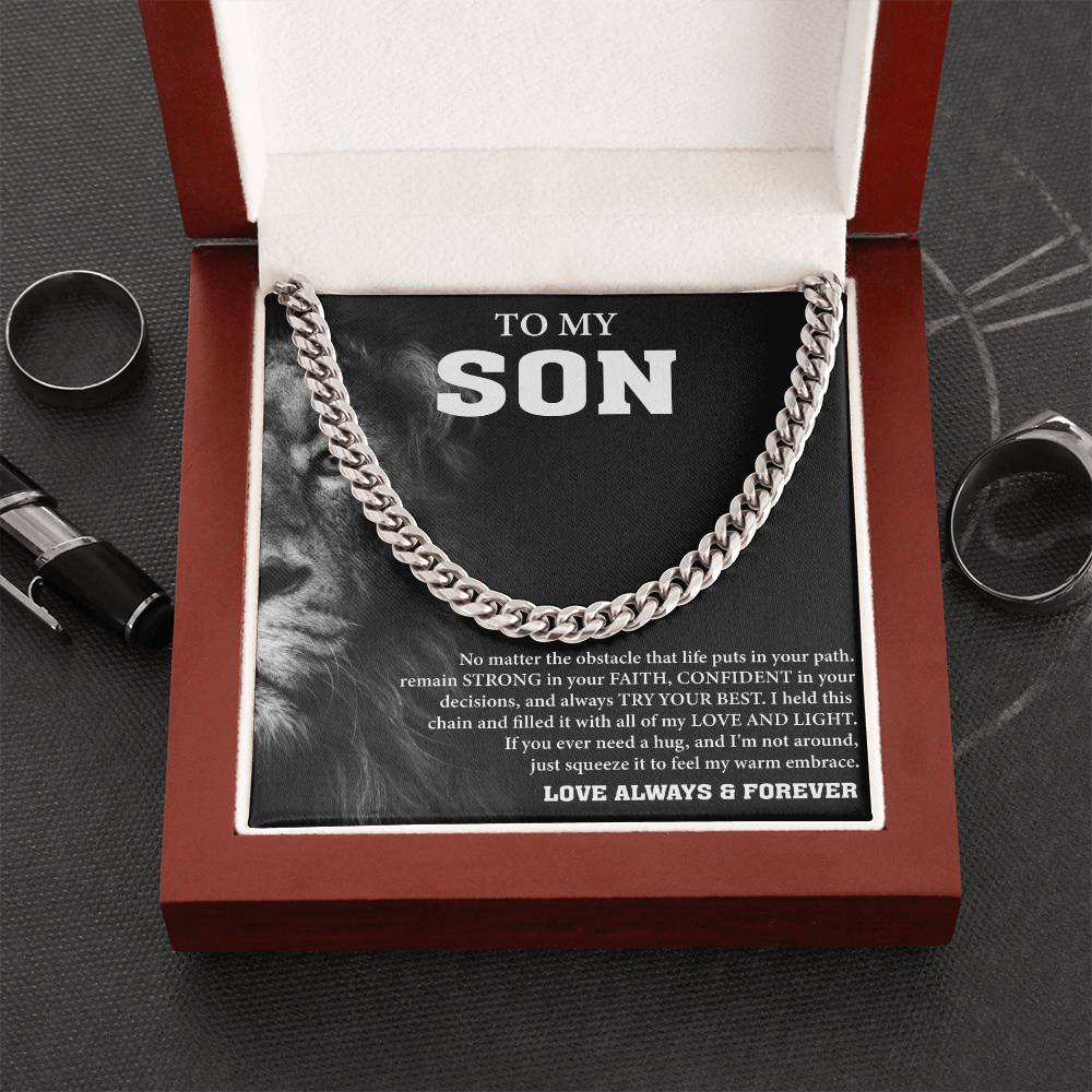 To My Son Message Card Cuban Chain