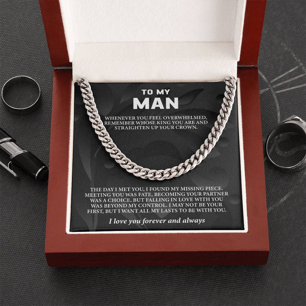 To My Man Message Card Cuban Chain