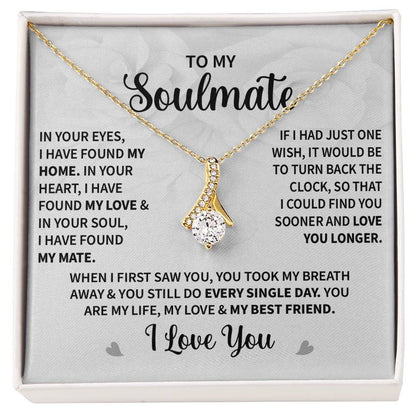 To My Soulmate (I Love You) Message Card Necklace