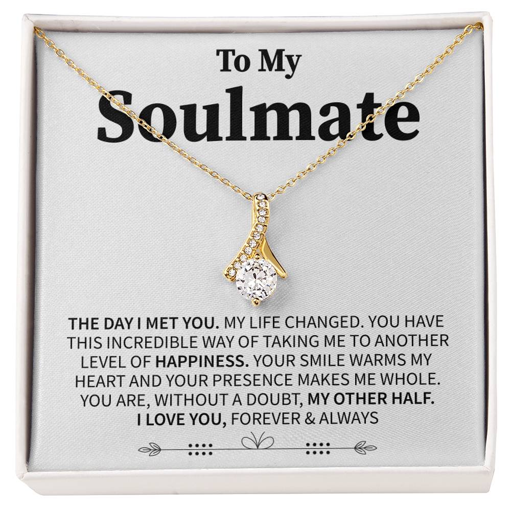 To My Soulmate (I Love You, Forever and Always) Message Card Necklace