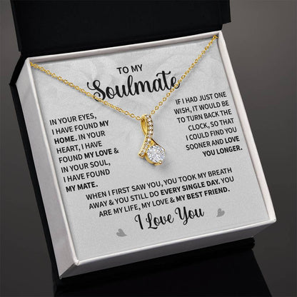 To My Soulmate (I Love You) Message Card Necklace