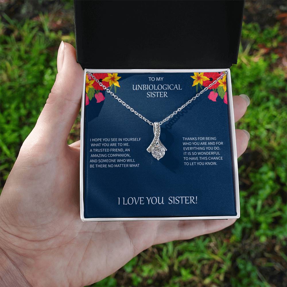 Unbiological Sister Message Card Allure Necklace