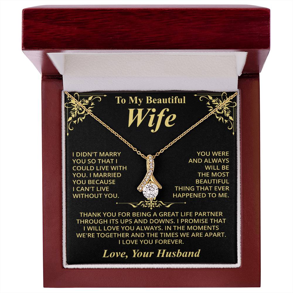 To My Beautiful Wife (Love, Your Husband) Message Card Necklace