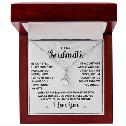 To My Soulmate (I Love You) Message Card Necklace