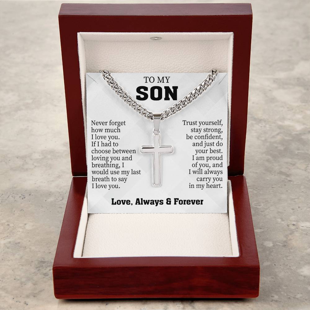 To My Son (Love, Always & Forever) Message Card Necklace