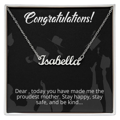 Congratulations - From Mother to Daughter - Message Card Custom Name Necklace