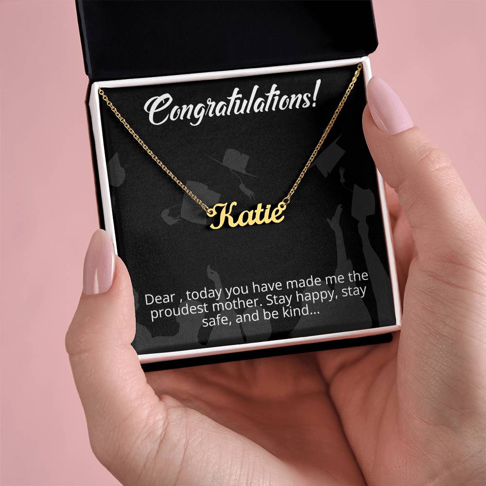 Congratulations - From Mother to Daughter - Message Card Custom Name Necklace