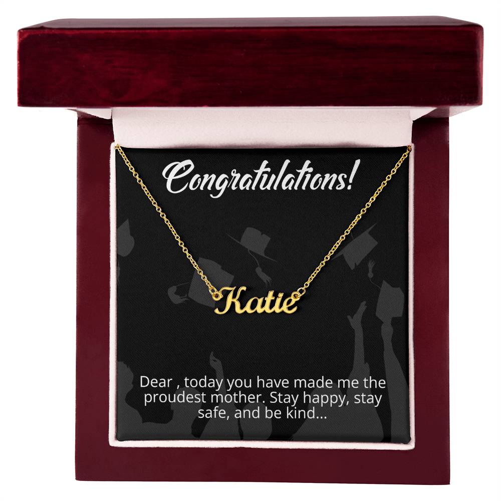 Congratulations - From Mother to Daughter - Message Card Custom Name Necklace