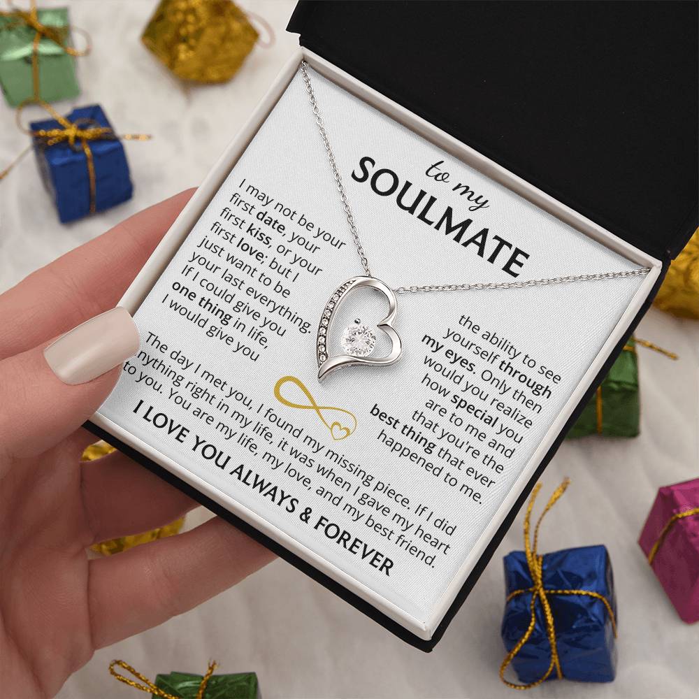 To My Soulmate (I Love You Always & Forever) Message Card Necklace