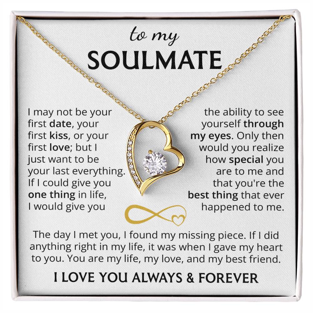 To My Soulmate (I Love You Always & Forever) Message Card Necklace