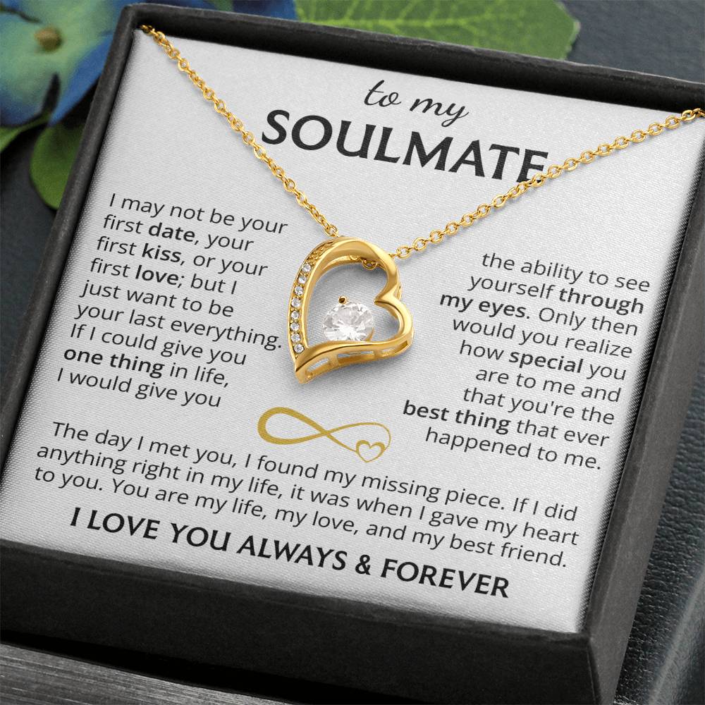 To My Soulmate (I Love You Always & Forever) Message Card Necklace