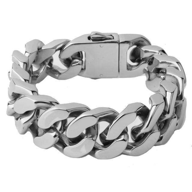 Hip Hop Fresh Jewelry hip hop jewelry Silver Deck Ya Wrists Thick Cuban Bracelet