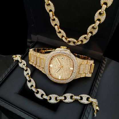 Hip Hop Fresh Jewelry hip hop jewelry Swag on Lock Watch and Chain Combo