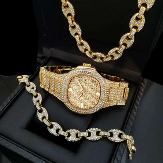 Hip Hop Fresh Jewelry hip hop jewelry Swag on Lock Watch and Chain Combo