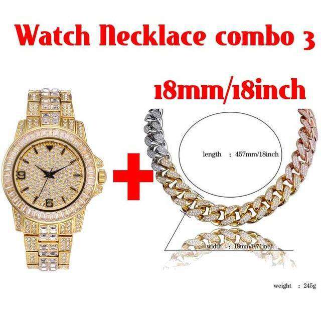 Hip Hop Fresh Jewelry hip hop jewelry Watch NC combo 3 18k Gold Plated Swag and Surf Watch and Chain Combo