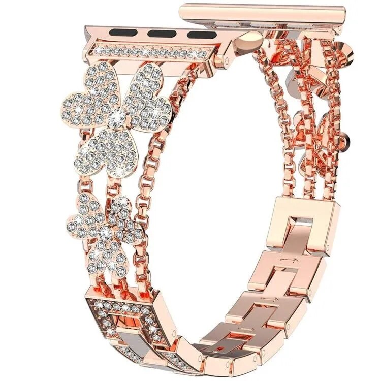 Floral Sparkle Stainless Steel Apple Watch Band