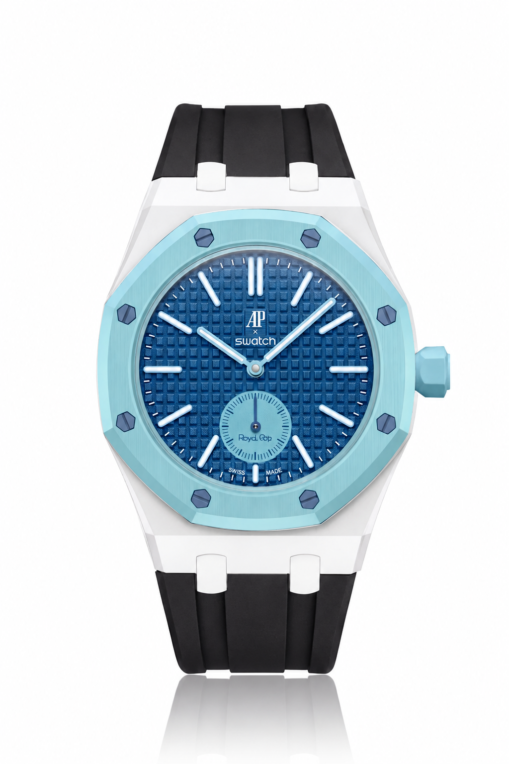 combo::white::rubber-strap-for-ap-x-swatch-royal-pop-black
