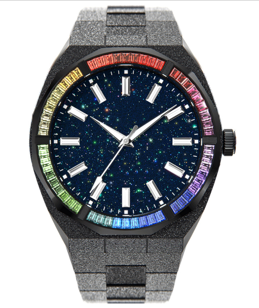 VVS Jewelry Frosted Stardust Rainbow Dial Watch