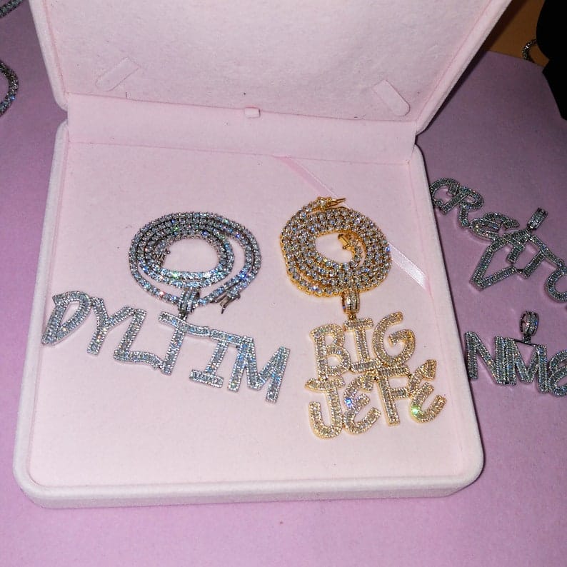 Baguette Bling Custom Letter Necklace