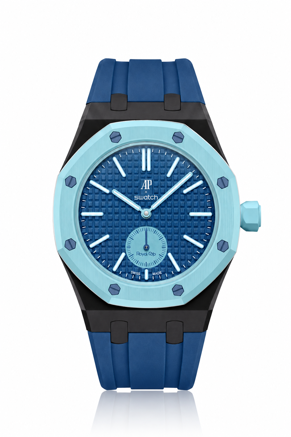 combo::black::rubber-strap-for-ap-x-swatch-royal-pop-lan-ba-dark-blue