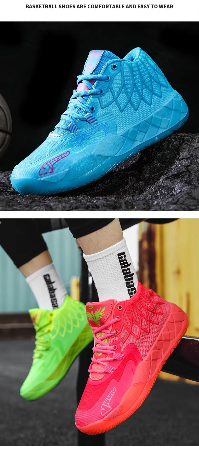 Chaussures de basket-ball haute performance pour intérieur/extérieur VVS Spark - Adhérence améliorée et soutien du coussin