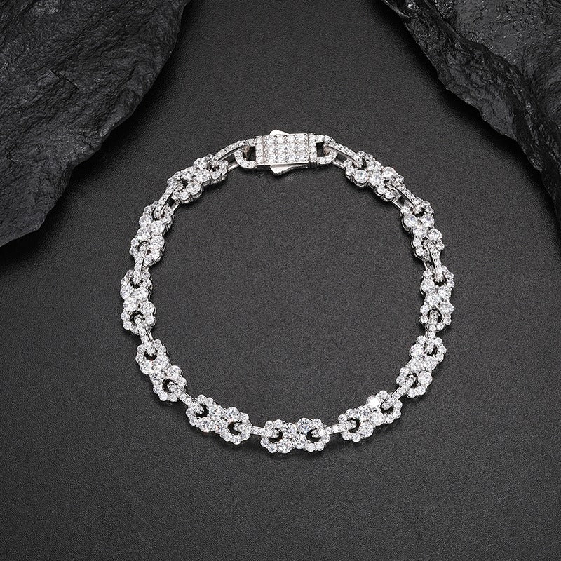 VVS Jewelry 925 Sterling Silver Iced Out Moissanite Infinity Link Bracelet