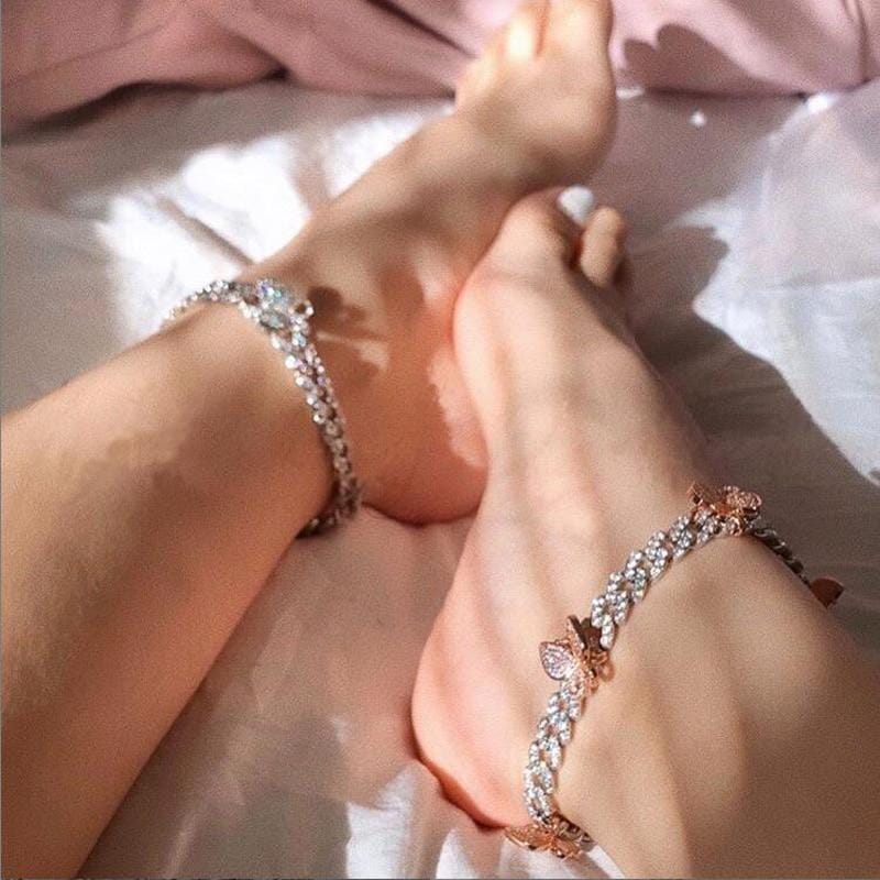 Jewelhery hip hop jewelry Butterfly Bae Cuban Anklet