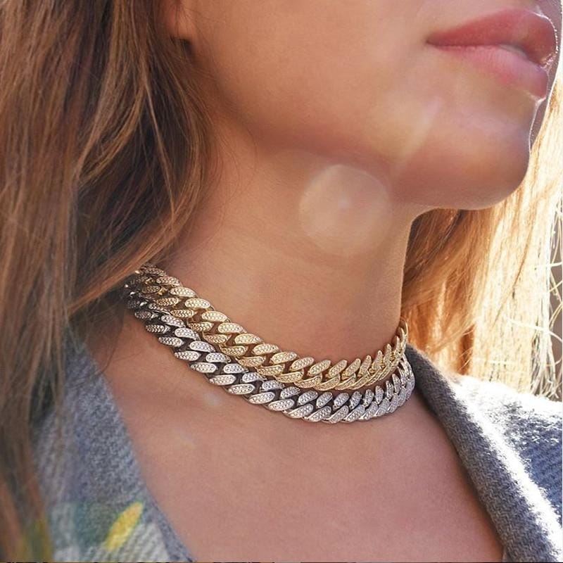 Jewelhery hip hop jewelry Cuban gold Beverly Hills Cuban Choker Necklace