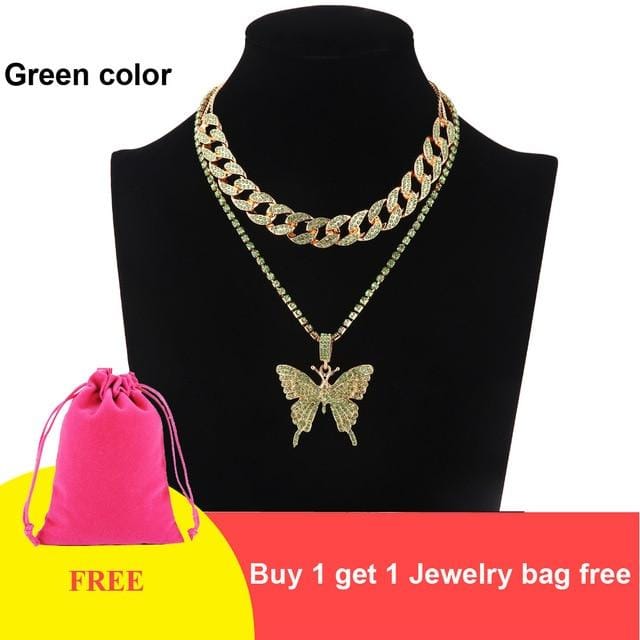 Jewelhery hip hop jewelry Sahara Cuban Butterfly Set