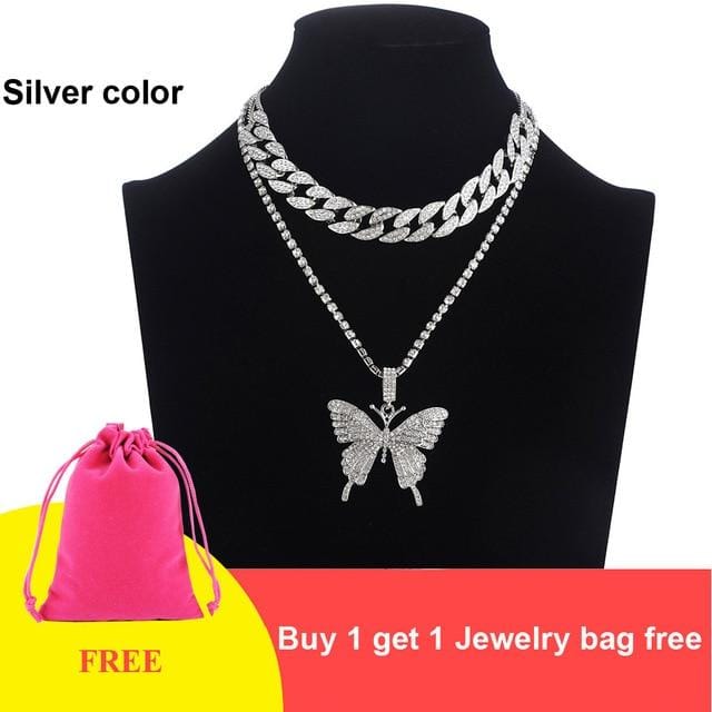 Jewelhery hip hop jewelry Sahara Cuban Butterfly Set