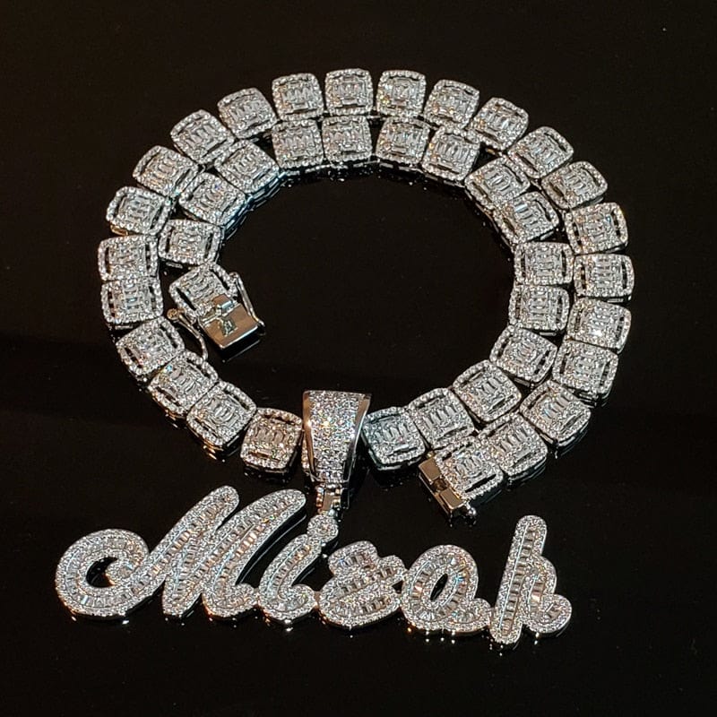 VVS Jewelry hip hop jewelry 0 Custom Brush Cursive Iced Out Name Necklace